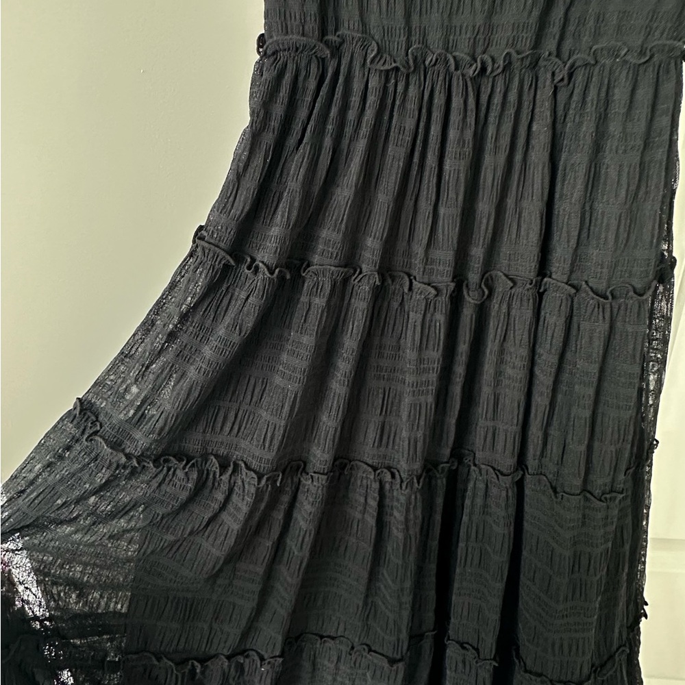 Max Studio NWT Elegant Black Ruffled Midi Dress - Picture 5 of 7